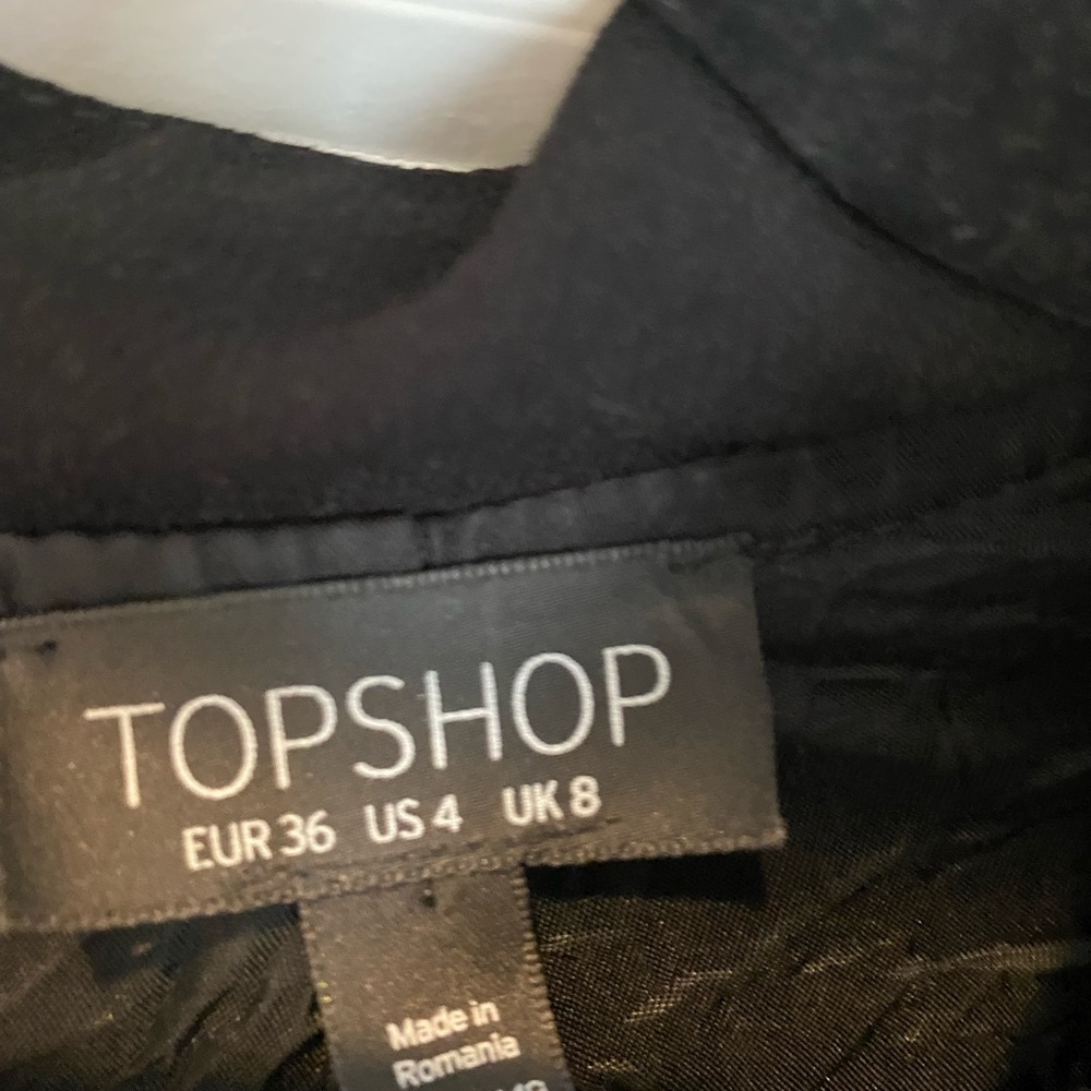 NWOT-Topshop Black Polyester Full Zip Lightweight bomber jacket w/pockets Size 4 - Picture 2 of 5